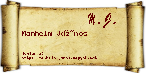Manheim János névjegykártya